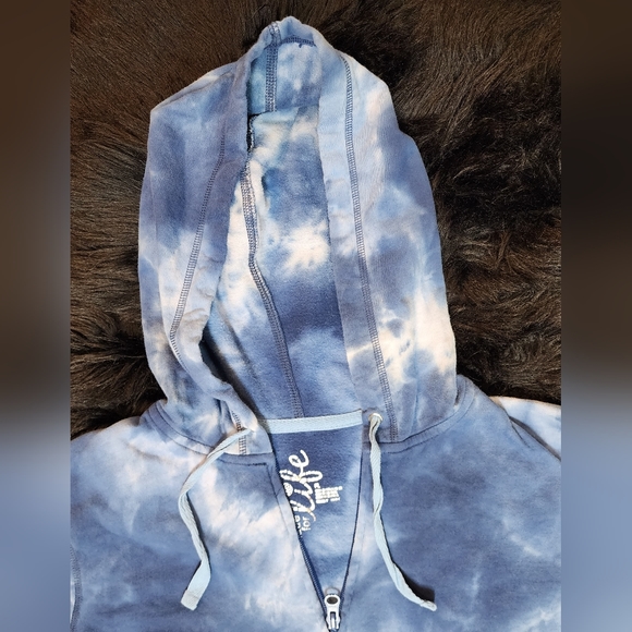 Made For Life Blue & White Tie Dye Zip-up Hoodie Women’s Size PL - Picture 6 of 8